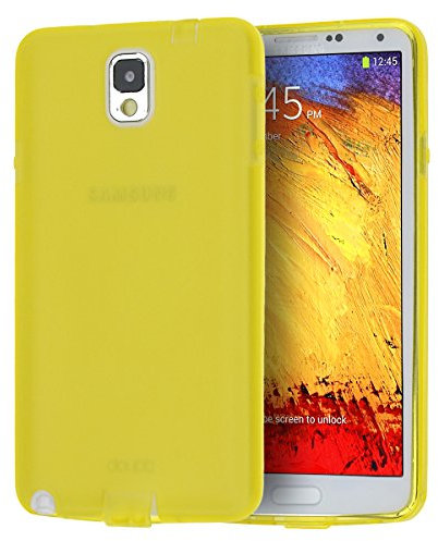 doupi PerfectFit TPU Custodia per Samsung Galaxy Note 3, Tappi di Polvere incorporatin Mat Trasparente Cover, Giallo