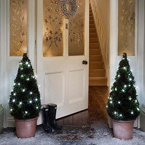 Lights4fun 2 x Set Deal of Outdoor Battery Operated Fairy Lights 50 White LEDs 4.7m with Timer