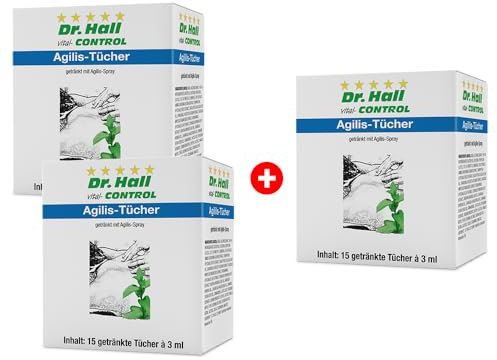 Dr. Hall Agilis Tücher - Mit Kräuterextrakten, Teufelskralle und ätherischen Ölen, getränkte Tücher für natürliche Wärme und Entspannung bei Verspannungen, 45 Stück