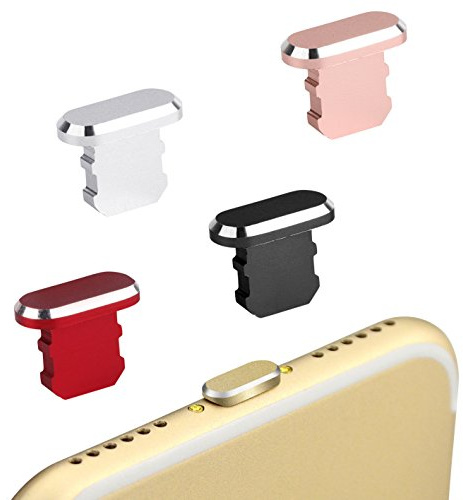 innoGadgets® Staubschutz Stöpsel kompatibel mit iPhone X/Xs/Xr/11/11Pro/SE/12/12Pro/13/13Pro/14/14Pro | Staubstecker, Schutz für Lightning Anschluss | Aluminium | Silber