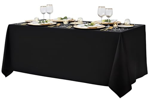 Surmente 90x132 Inch Black Tablecloth for 6-8 Foot Rectangle Tables