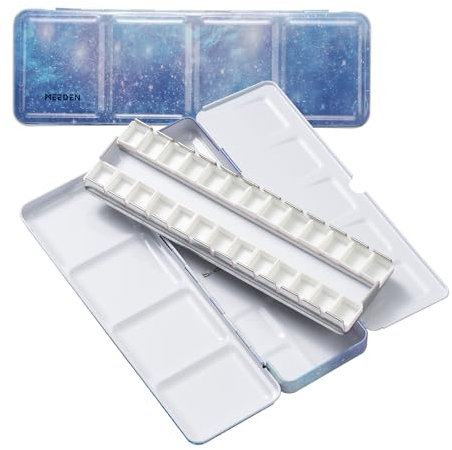 MEEDEN Palette Aquarelle Vide de Poche: Boîte Aquarelle de Voyage en Métal avec 24 Demi-Godets - Palette de Peinture Portable pour Artistes et Amateurs de Peinture