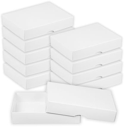 Natürlich verpacken Faltschachtel 10 x 14 x 2,5 cm, Weiß, mit Deckel, Premiumkarton - 10er Set