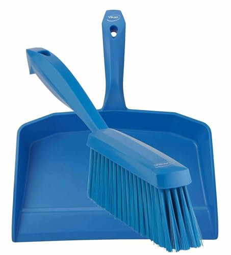 Vikan 5660_4587 Dustpan and Brush Set Sweeping Shovel Soft Bristle Hygienic (Blue)