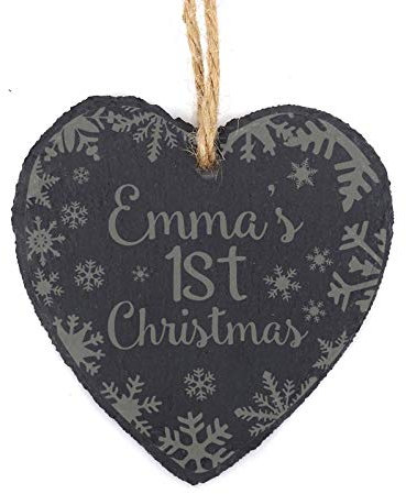 Darling Souvenir Made with Love Bébés personnalisés Slate Gravé 1er Ornement de Noël avec Arbre Famille des Cordes sur Mesure Cadeau