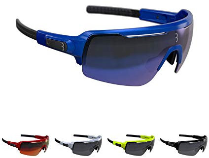 BBB Cycling Fahrradbrille Commander | Herren und Damen Sportbrille Sonnenbrille Radsport | mit DREI Wechselgläsern | Polycarbonat | MTB Rennrad Urban | Metallisch Blau | BSG-61