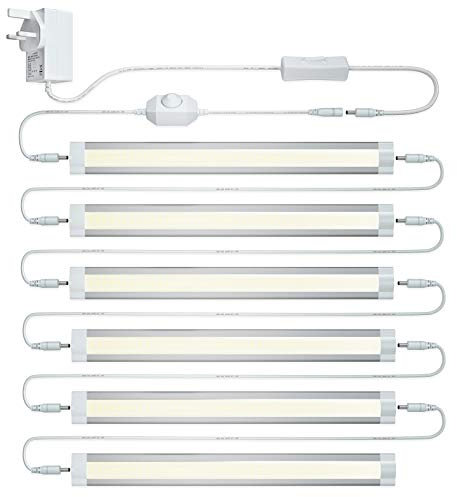 LAMPAOUS 24W Under Kitchen Cabinet LED Lamps, Dimmable Under Cupboard Lighting Mains Under Counter Lights, Neutral White 4000K Lamp Stick-on Night Lighting for Closet Kitchen Wardrobe Closet 6Pack