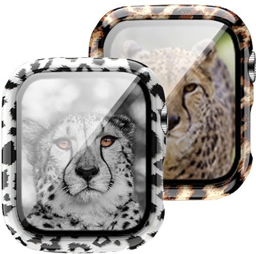 Kompatibel mit Apple Watch SE Serie 6 5 4 40 mm 44 mm Blumen Silikon Hülle Stoßfest Stoßfest Schutz für Apple Watch 40 mm 44 mm (Leopard, 40 mm)