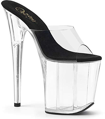 Pleaser Damen FLAMINGO-801 Plateau High Heels Pantolette Schwarz/CLR/CLR 39 EU