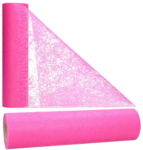 AmaCasa Flies Tischläufer 30cm breit, 10m Rolle | gestärkter Flies | Tischband Rustikal für Tischdeko Hochzeit, Kommunion und Taufe (Pink, 30cm x 10m)