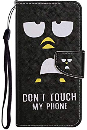 AIFILLE Kompatibel mit Hülle iPhone 6/ 6S Schwarz Don't Touch My Phone 360 Grad Stoßfester Schutzhülle PU Leder Kartenfach Flipcase Handyhülle mit Magnetisch Silikon Bumper Junge Männer Klapphülle