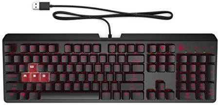 HP OMEN Encoder - Clavier Mécanique Gaming AZERTY (Filaire - USB, Anti-Ghosting, Switch Cherry MX Brown, Rétroéclairage LED Rouge) - Noir/Rouge