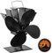 Mefine 4 Blade Stove Fan, Heat Powered Wood Stove Fan Log Burner Fan Silent Operation, Eco Friendly and Efficient Fan for Wood/Log Burner/Fireplace, with Thermometer