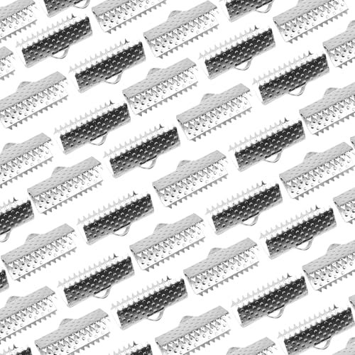 TOAOB 100 Stück 16 mm Silberfarbene Bänder Endstücke Verschluss für Armband Zange aus Metal Krallen für Schmuckherstellung für Erwachsene Anfänger