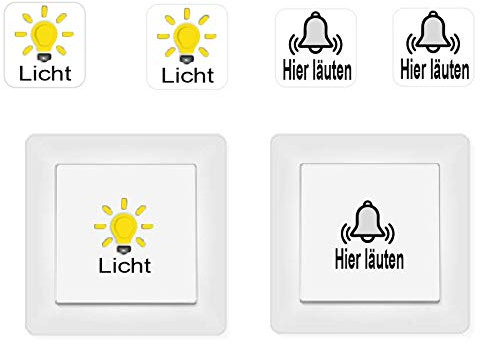 generisch 4 Stück Schalter Aufkleber Glocke Licht Symbole, Abziehbild (R23/19/2) (1,5 cm x 1,5 cm)