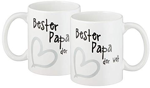 Kaffeebecher Kaffeetasse mit Aufdruck Bester Papa der Welt Henkelbecher 400ml Trinkbecher Tasse Becher (1 x Tasse Bester Papa)