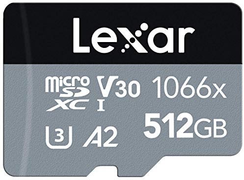 Lexar Professional 1066x 512GB Micro SD Card microSDXC UHS-I Card w/ SD Adapter SILVER Series, Up to 160MB/s Read, for Action Cameras, Drones, High-End Smartphones and Tablets (LMS1066512G-BNAAG)