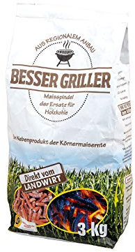 3 Kg Grillmais Mais Kohle 100% Natur Holzkohle-Ersatz Grillkohle Grillkolben
