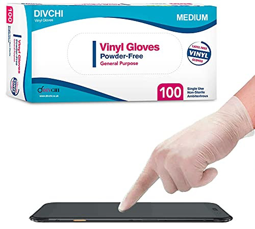 DIVCHI - Guanti in vinile, senza polvere, confezione da 100 pezzi