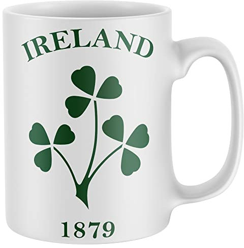 Purple Print House Ireland 1879 Shamrock Mug, Irish Rugby Coffee Cup, Irish Rugby Retro Nations 2022 Rugga Gifts for Men Women Kids, One Size, White