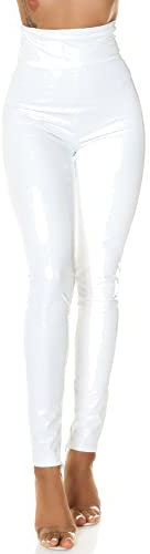 Koucla Glossy Extreme High Waist Latex Look Leggings M, Weiß