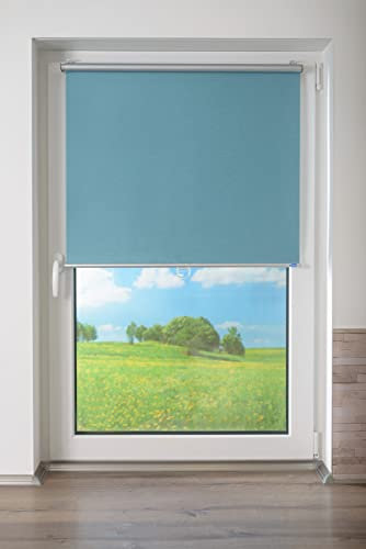 K-home® Thermo Springrollo/Mittelzugrollo mit modernen Struktur Stoff JADEGRÜN B100 x H200 cm