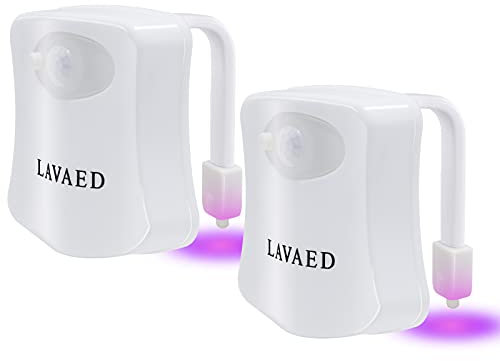 ALEDECO Motion Activated Toilet Night Light, 8 Colors Changing LED Toilet Bowl Lights, Sensor Bathroom Seat Nightlight (2 Pack