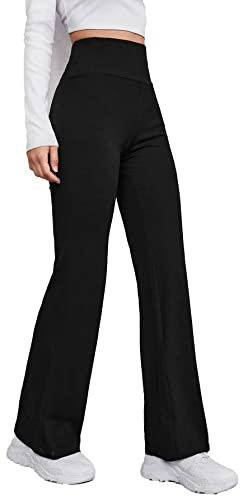 MCA Damen-Hose, Glocke, eng anliegend, Elefant, elastisch, Schwarz warme Baumwolle (Winterpullover), XL