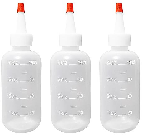 TIMJJG Confezione da 3 bottiglie di plastica a punta per applicatore, bottiglie di shampoo traslucide con coperchio, per parrucchiere, accessori da bagno
