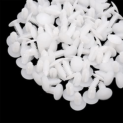 Lot de 100 rivets universels en plastique blanc de 6 mm de diamètre