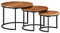 vidaXL Satztisch 3-TLG., Couchtisch Holz-Tischplatte Eisenbein, Beistelltisch für Wohnzimmer, Wohnzimmertisch, Industrie-Stil, Massivholz Akazie