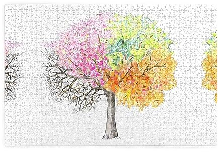Personalisiertes Puzzle - Erstellen Sie Benutzerdefinierte Bild Puzzle Für Familie Und Freunde Vier Jahreszeiten Frühling Baum