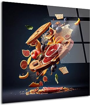 DECLINA, tableau verre acrylique, décoration murale cuisine, cadre design léger, tableau déco la planche apéritif, art mural moderne, décoration intérieure élégante, 50x50 cm