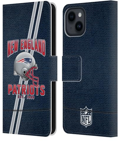 Head Case Designs Officially Licensed NFL Football Stripes New England Patriots Logo Art Leather Wallet Case Compatible With Apple iPhone 15