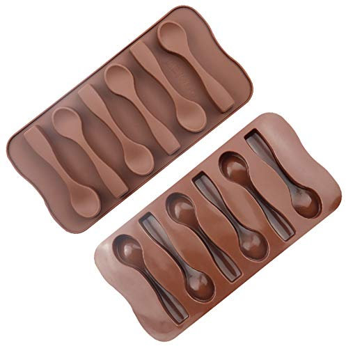 LC 2 Packes 6 Cavity Spoon Silicone Chocolate Moulds,Chocolate Mould Ice Molds Cake Candy Mold