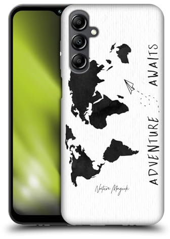 Head Case Designs Offizielle Nature Magick Minimal Maps Quote Adventure Awaits World Map 2 Soft Gel Handyhülle Hülle kompatibel mit Samsung Galaxy M14 5G