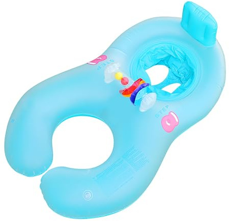YJZQ Flotteurs bébé Bateau à flotter Double Bagues pour Enfant et Papa/Mama Flotteur de Natation Aide à la Nage pour 6 Mois-3 Ans Bouée de Natation Gonflable 70x100cm