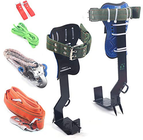 JINPRDAMZ 2 Zähne Steigeisen Baumsteigeisen Forst Steigeisen Baumklettern Kletterhilfe Baum Steigeisen Steighilfe Spikes Kletter Werkzeug mit Sicherheitsband Fallschutz Seil Rettungsgerät