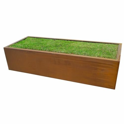 Yerd CortenBOX: vielfältig kombinierbares, stabiles Kaminholzregal und Hochbeet aus echtem Cortenstahl, rostig, 1,6mm Corten verschweißt (1,5m Hochbeet)