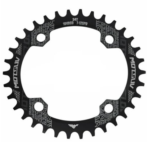 QAINKUN Kettenblatt 104BCD Oval Narrow Wide Kettenblatt MTB Mountainbike Fahrrad 32T 34T 36T 38T Kurbelgarnitur Einzelzahnplatte Teile 104 BCD KettenbläTter(Color:Black 32T Oval)