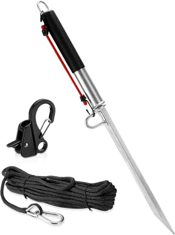 Venussar 39'' Sand Spike Boat Anchor Pole, Slide Anchor Shore Spike with Stainless Steel Boat Anchor Hook and Boat Anchor Line 50ft, for Shallow Water Shore, Beach, Sandbar