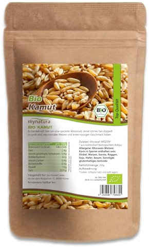 Mynatura Bio Kamut | Khorasan Weizen | Weizenkörner | Vegane Küche | Getreidekorn | Weizensorte | Eiweißreich | Im Beutel 1000g
