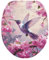 COEQINE Bathroom Toilet Seat Cover Pink Cherry Blossom Hummingbirds Flower Toilet Seat Lid Covers Washable for Women Bathroom Decoration Toilet Seat Cover Dust Lid Cover Soft Plush Cover