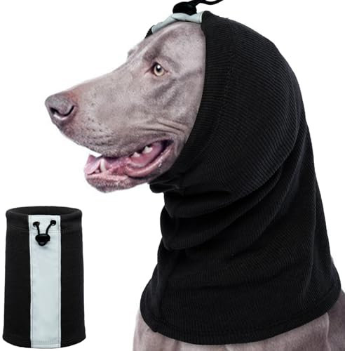 Tour de Cou et Oreilles pour Chien, Protection Snood Cache-Oreilles Silencieux pour Soulager l'Anxiété, Contre Le Bruit, Le Bain, Le Toilettage (Noir, L)