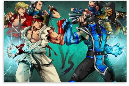 TNERPAR Mk Vs Street Fighter Poster Dekorative Malerei Leinwand Wandkunst Wohnzimmer Poster Schlafzimmer Malerei,Wandkunst Bilddruck Moderne Familienzimmer Dekor 12x18inch(30x45cm)