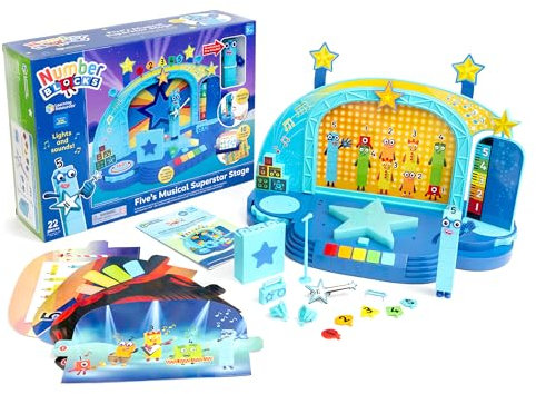 Learning Resources Numberblock Five’s Scène de Superstar Magique, Jouets pour Garçons et Filles de 3 Ans, Ensemble Deluxe avec Figurine Five Incluse