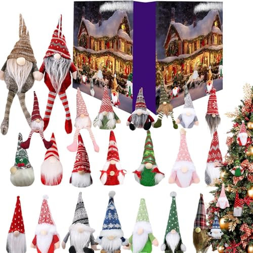 Calendario de Adviento de gnomo de Navidad 2024, gnomo de decoración navideña para niños, calendario de decoración del hogar, calendario de cuenta regresiva de Navidad de 24 días con muñecas de gnomo