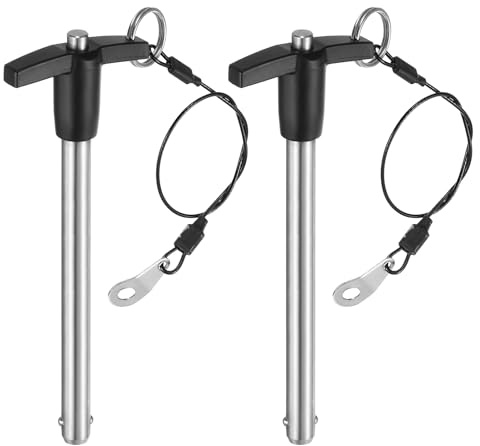 QUARKZMAN 2 Stück T-Griff Verriegelungsstifte, 10mm x 100mm Schnellverschlussstifte Verwendungslänge Edelstahl Druckknopf-Schnellspannstift Kugelsperrbolzen