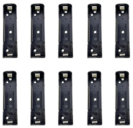 10-Pack 18650 Battery Holder for PCB Mounting, 1-Slot Each, Flat-Top Lithium Batteries Only, Nickel-Plated Steel Pins, DIY & Electronics Projects