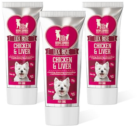 PACK'N PRIDE Liver Paste Dog Treats, Chicken and Chicken Liver Flavour Lick Paste, Rich in Nutrients, Portable, Ideal Training Reward, Comply with Lick Mat